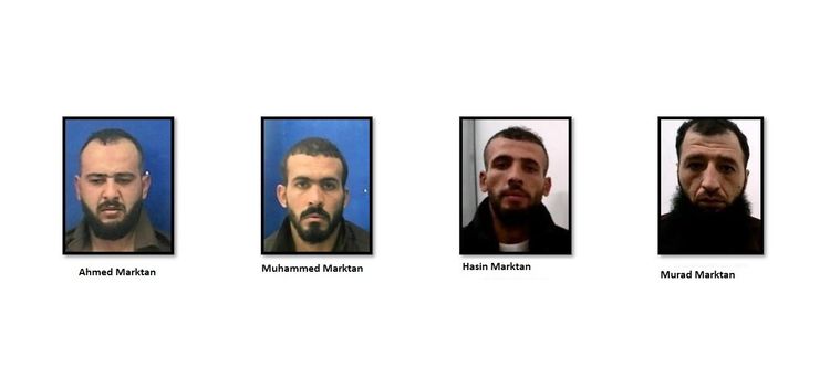 The four suspects arrested in village Tarkomia; Murad Marktan, Hasin Marktan, Muhammad Marktan and Ahmed Marktan (L).