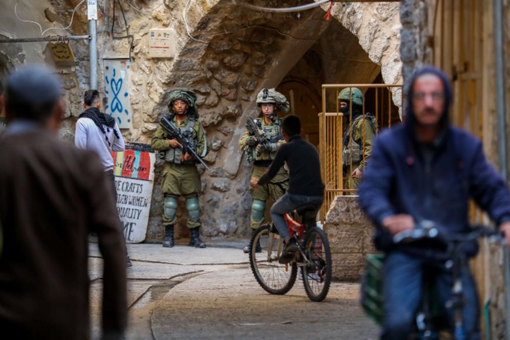 Israeli security forces in the West Bank city of Hebron.