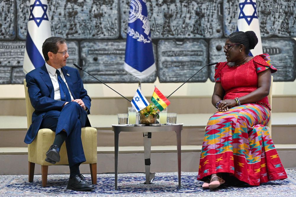 Israel's President Isaac Herzog receives the credentials of Ambassador of the Republic of Ghana, Lydia Ofosua Amartey in Jerusalem, Israel, October 31, 2022.