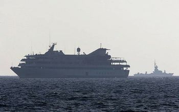 Dans cette photo d'archive du 31 mai 2010, le navire Mavi Marmara, le bateau principal d'une flottille destinée à la bande de Gaza