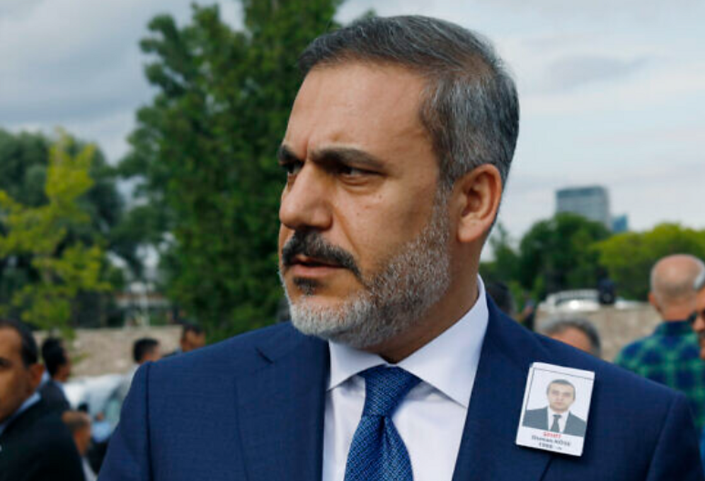 le ministre turc des Affaires étrangères Hakan Fidan assiste à des funérailles à Ankara, en Turquie, le 19 juillet 2019