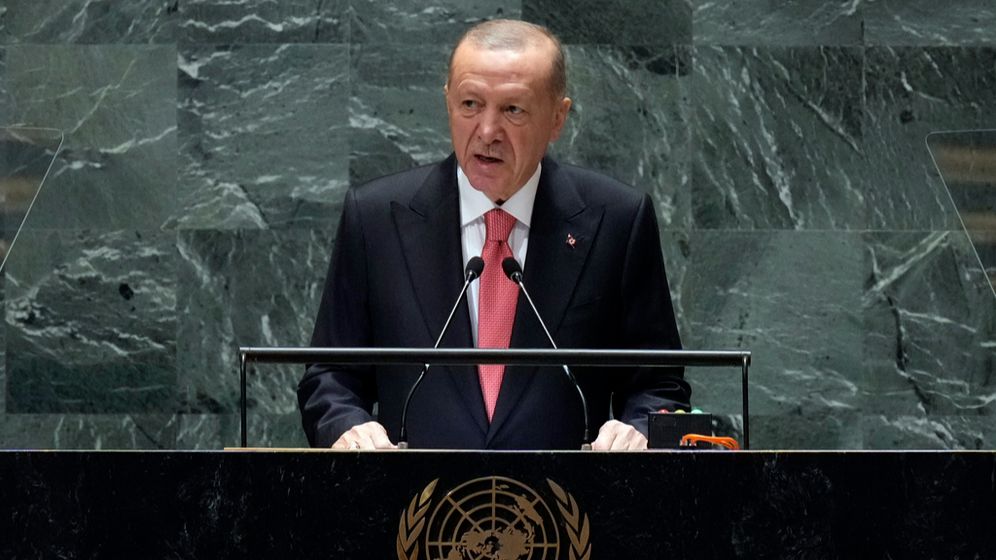 Turkish President Recep Tayyip Erdoğan speaking at the UN General Assembly