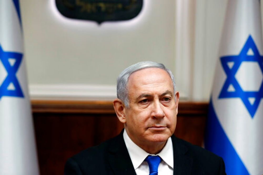 Israeli Prime Minister Benyamin Netanyahou attends the weekly cabinet meeting in Jerusalem on Sunday, Dec. 8, 2019.
