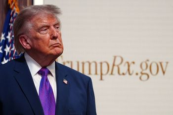 President Donald Trump listens during an event about prescription drug prices in the South Court Auditorium in the Eisenhower Executive Office Building on the White House campus, Monday, May 18, 2026, in Washington. 