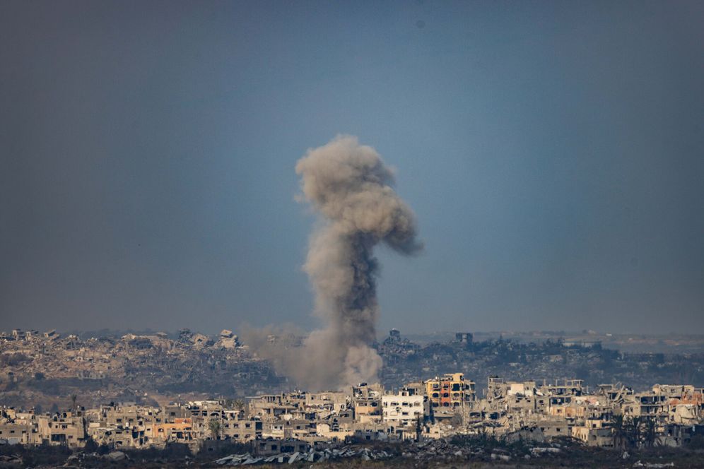 Smoke rises after Israeli air strike, in the northern Gaza Strip