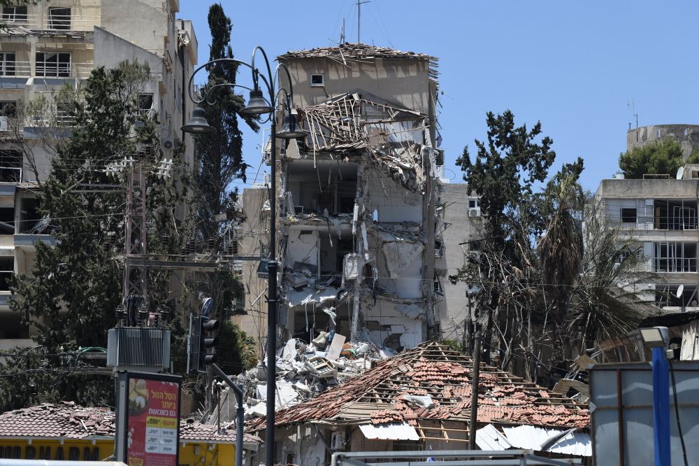 Buildings hit by an Iranian ballistic missile in the Israeli city of Rehovot