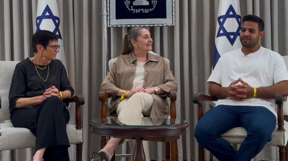 Presidential Spokesperson's Office Olympic medalist Sagi Muki and Israel’s First Lady, Michal Herzog, joined a special event at the President’s Residence