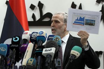 Mustafa Sanalla, head of Libya's National Oil Corporation (NOC), speaks during a press conference at the NOC headquarters in the capital Tripoli on January 19, 2022.