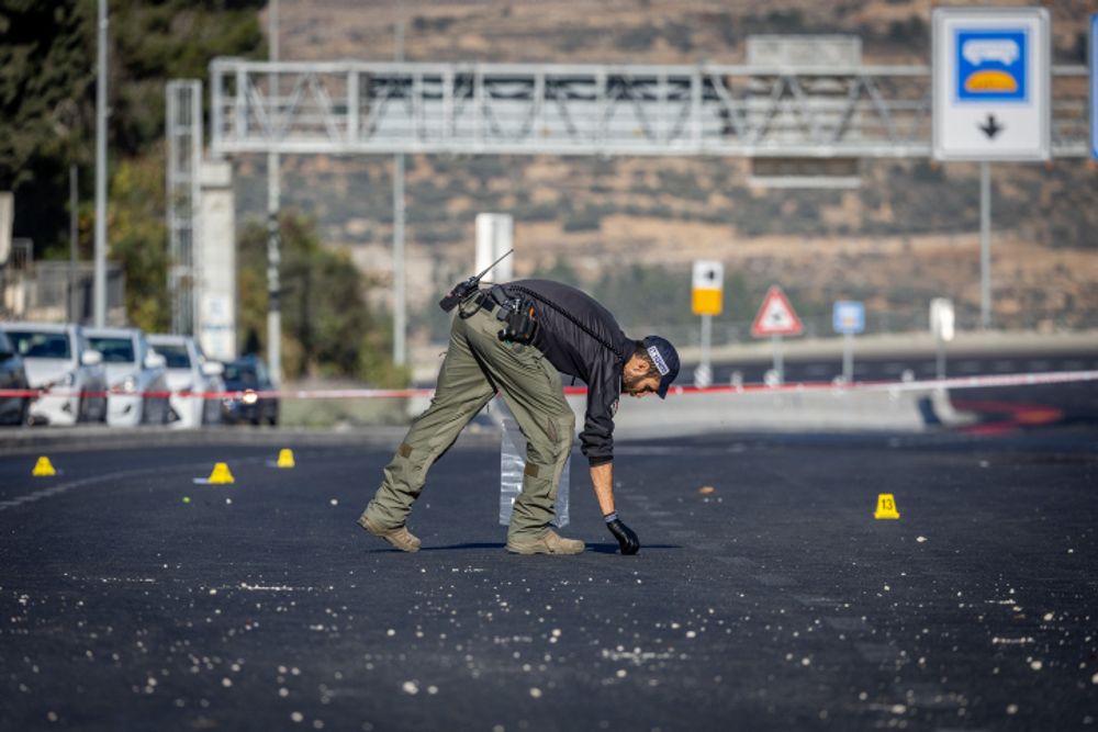 The scene of a suspected terror attack near the entrance to Jerusalem, on November 23, 2022.