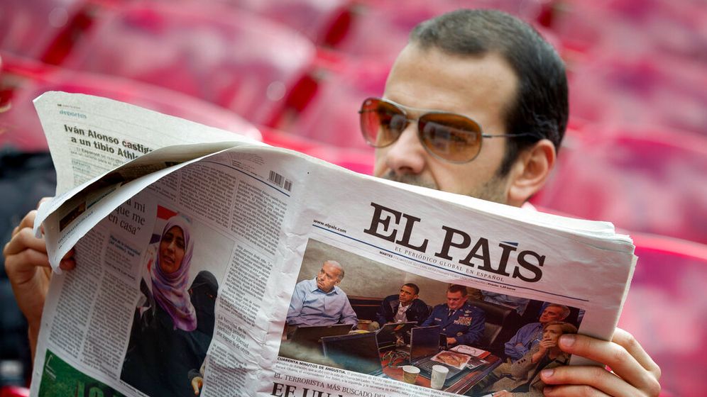 Illustration - A man is reading the Spanish newspaper El País