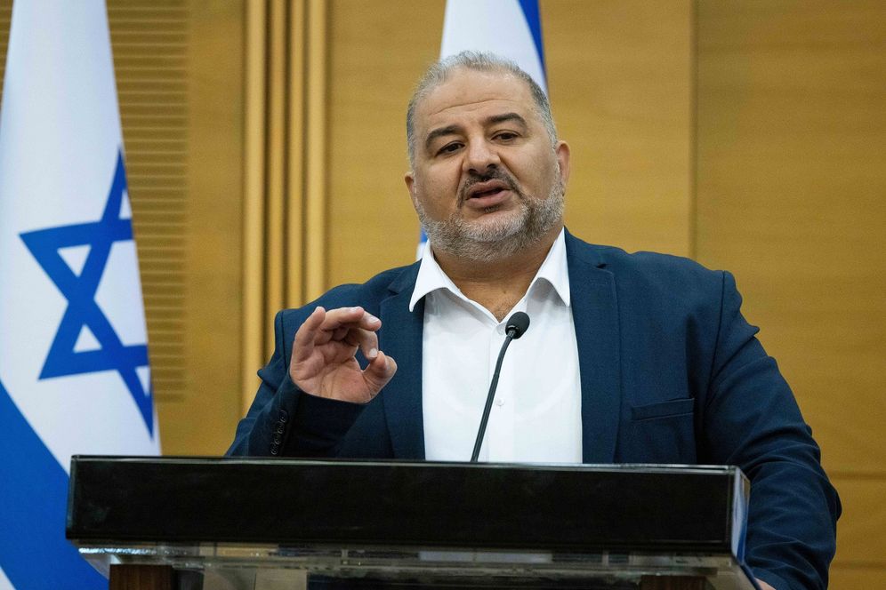 The leader of the Islamist Ra'am party, Mansour Abbas, at the Israeli parliament in Jerusalem, on October 25, 2021.