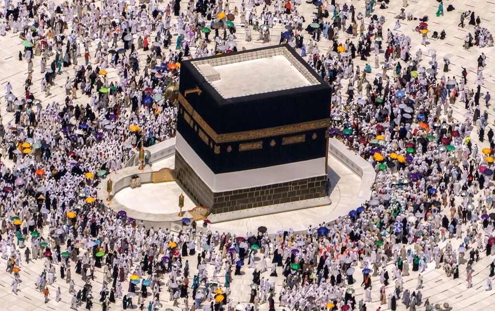 Muslim pilgrims walk around the Kaaba during the annual Hajj pilgrimage in Mecca, Saudi Arabia.