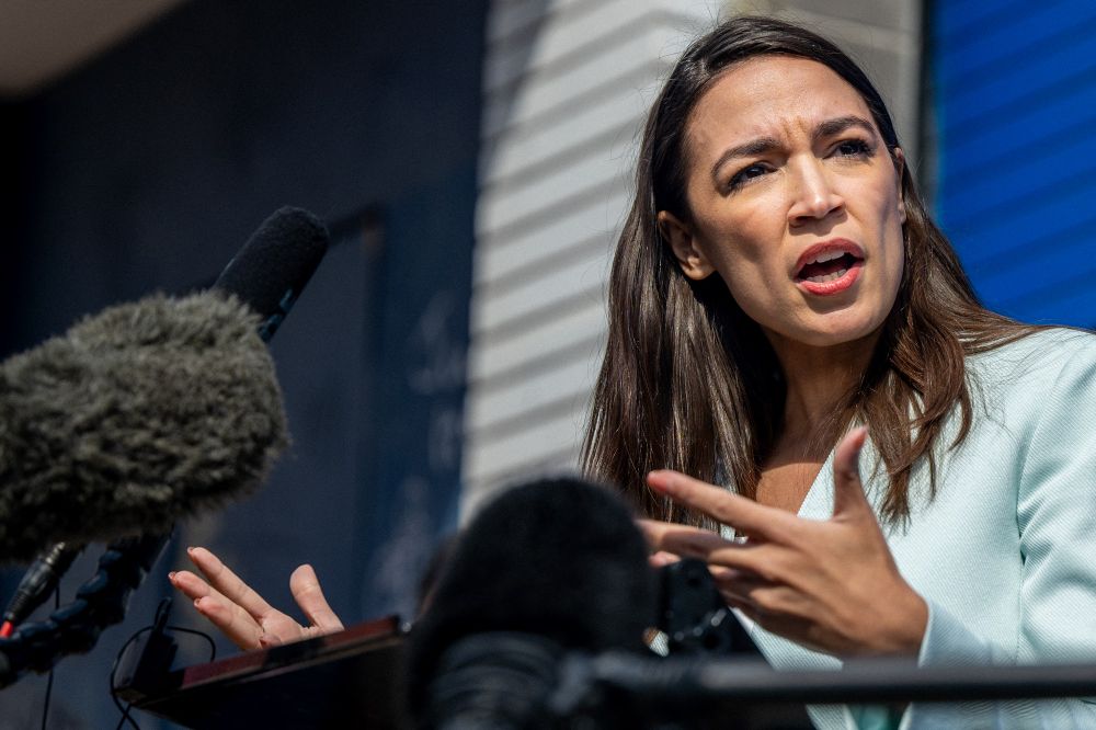 US Rep. Alexandria Ocasio-Cortez (D-NY) speaks during a news conference at the 'Get Out the Vote' rally on February 12, 2022 in San Antonio, Texas.
