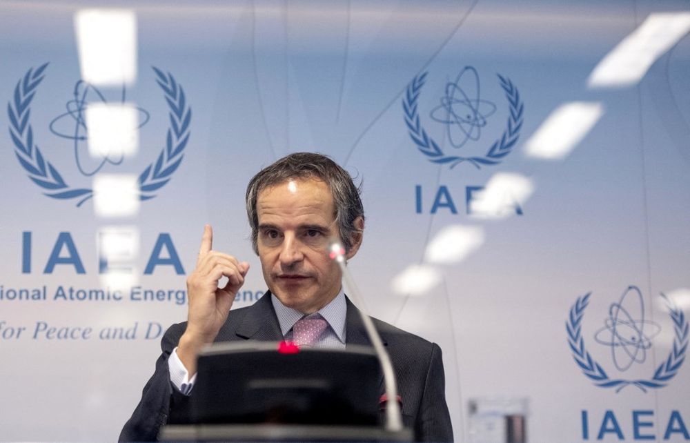 Rafael Grossi, Director General of the International Atomic Energy Agency (IAEA), gestures during a press conference shortly after the IAEA Board of Governors meeting at the agency's headquarters in Vienna, Austria on March 1, 2021.