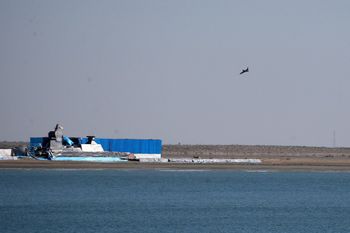 Iranian troops during a military drill in Makran beach on the Gulf of Oman, near the Hormuz Strait.