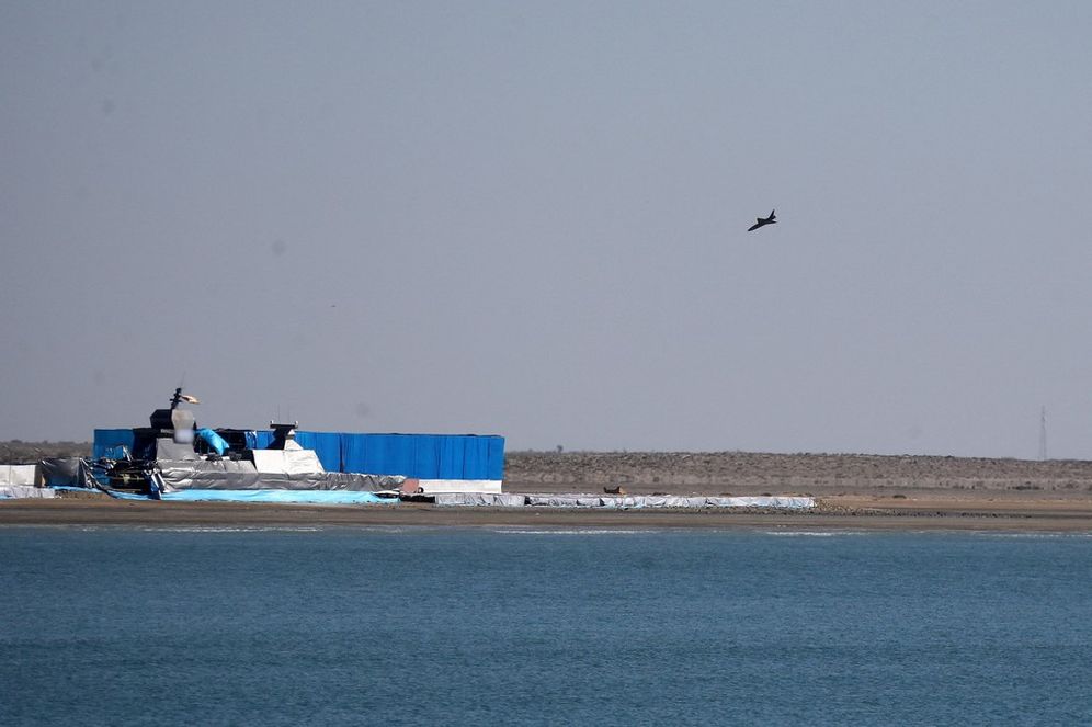 Iranian troops during a military drill in Makran beach on the Gulf of Oman, near the Hormuz Strait.