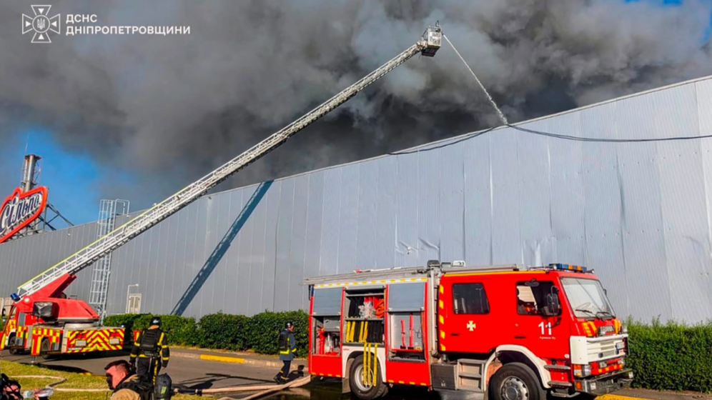 Official handout photo Firefighters at the scene of the attack