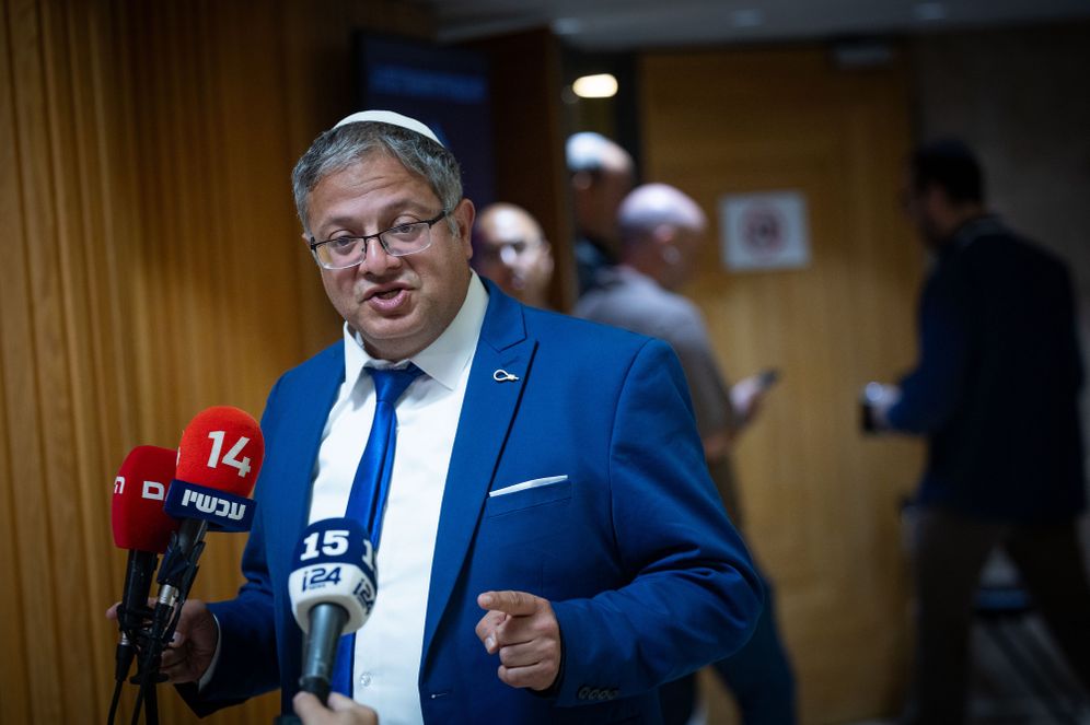 Photo by Yonatan Sindel/Flash90 National Security Minister Itamar Ben-Gvir arrives for a hearing on a request to disqualify Balad chairman Sami Abu Shehadeh at the Central Elections Committee at the Knesset in Jerusalem, September 23, 2026.