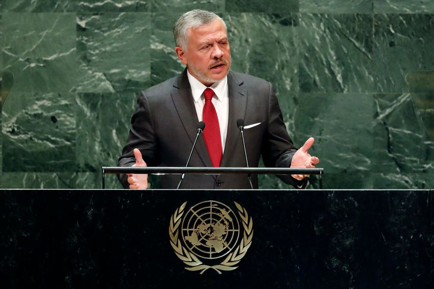 Jordan's King Abdullah II addresses the 74th session of the United Nations General Assembly, Tuesday, Sept. 24, 2019