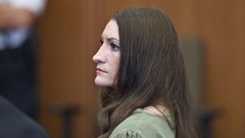 Defendant Lindsay Clancy watches jurors enter the courtroom during her murder trial, Sept. 4, 2026, in Plymouth, Mass. 