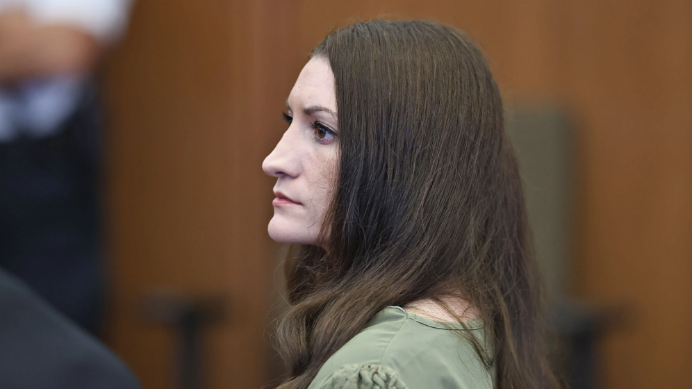 AP Photo/Greg Derr Defendant Lindsay Clancy watches jurors enter the courtroom during her murder trial, Sept. 4, 2026, in Plymouth, Mass.