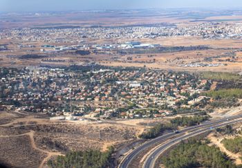 Aerial view of the southern Israeli town of Lehavim.