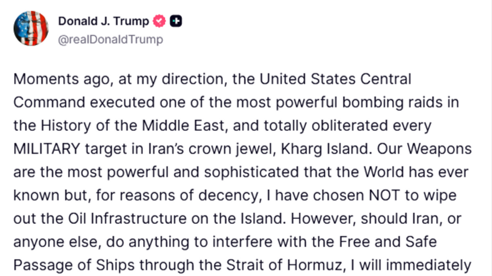 Donald Trump's post on Truth Social 