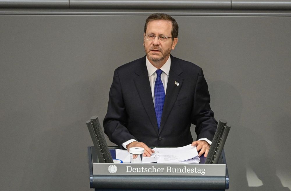 Israel's President Isaac Herzog gives a speech at the Bundestag, the German lower house of Parliament, on September 6, 2022 in Berlin, Germany.