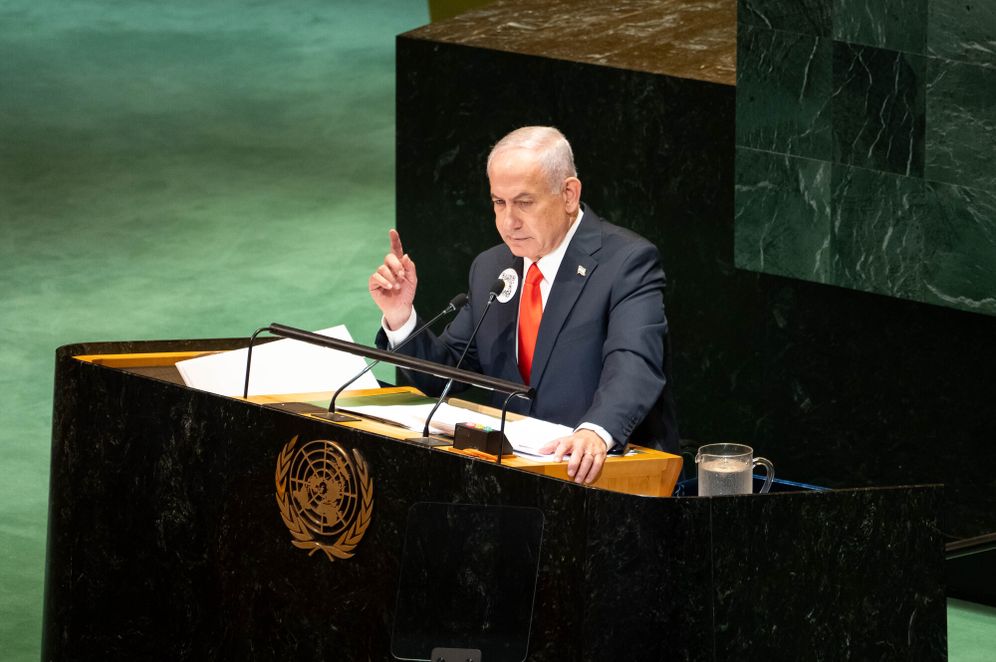 Photo by Liri Agami/FLASH90 Israeli prime minister Benjamin Netanyahu speaks at the United Nations in NYC, USA, September 26, 2025.