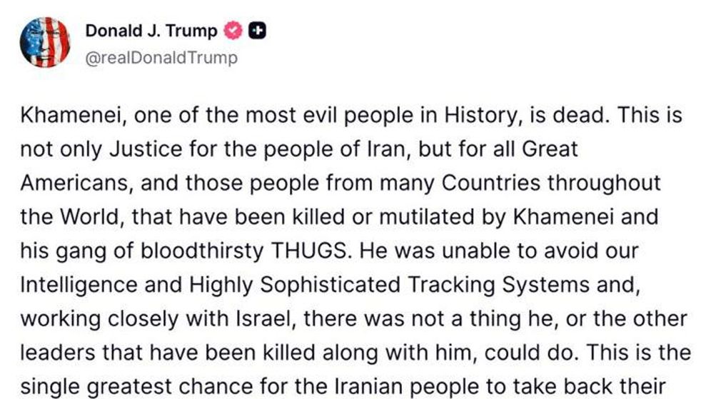 Donald Trump's message on Truth Social 