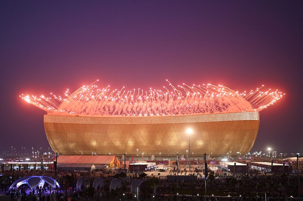 Fireworks are pictured before the start of the 2022 World Cup final soccer match in Lusail, Qatar, on December 18, 2022.