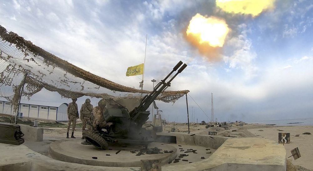 Members of the Islamic Revolutionary Guard Corps taking part in a military drill in the south of Iran.