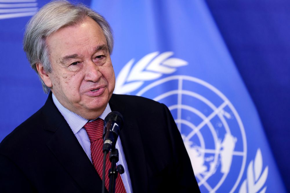 Le secrétaire général des Nations Unies, Antonio Guterres au siège de la Commission européenne à Bruxelles, le 23 juin 2021