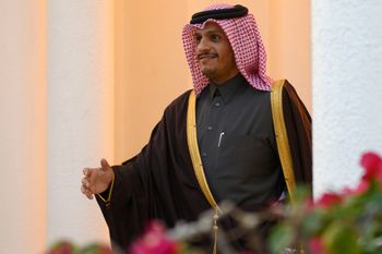 FILE - Mohammed bin Abdulrahman bin Jassim al-Thani, the Deputy Prime Minister and Qatari Minister of Foreign Affairs, at the Sea Palace in Doha, Qatar, on January 13, 2019.
