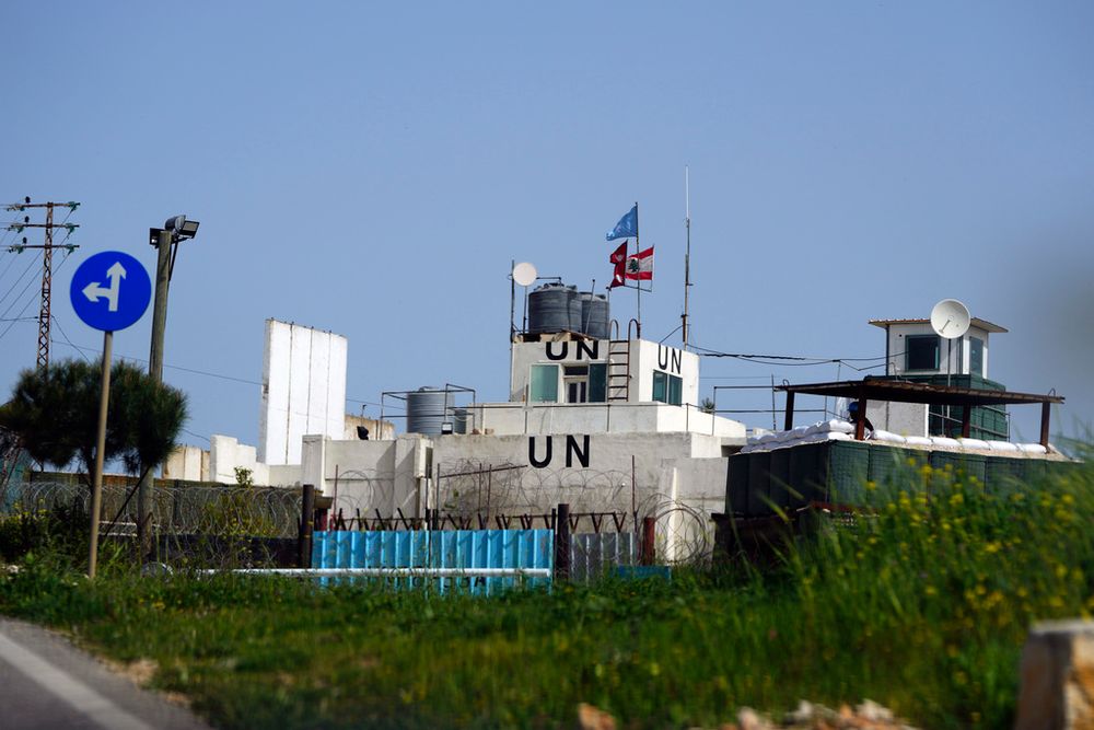 منظر عام لقاعدة قوات حفظ السلام التابعة للأمم المتحدة في لبنان (اليونيفيل) على الحدود اللبنانية الإسرائيلية، في قرية مركبا الجنوبية، في 7 أبريل 2023.