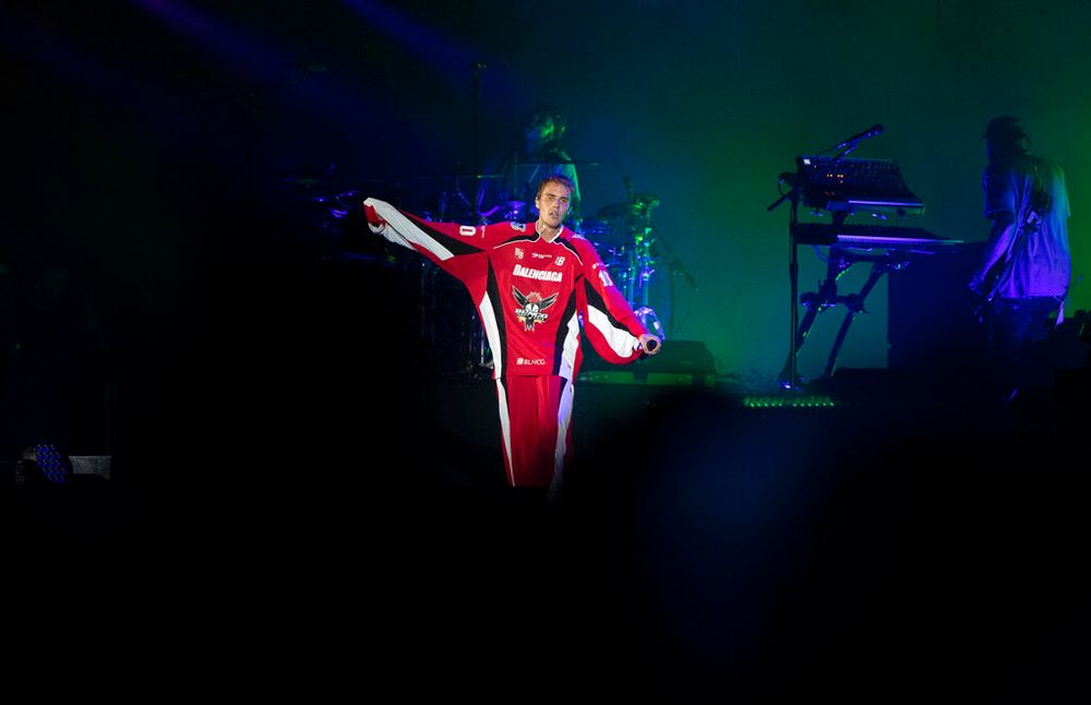 Canadian pop star Justin Bieber performs at a concert in Jeddah, Saudi Arabia, on December 5, 2021.
