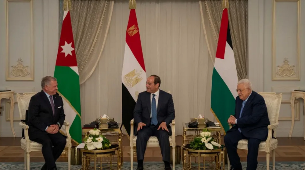 The Jordanian King Abdullah II (L), Egyptian President Abdel Fattah el-Sisi and his Palestinian counterpart Mahmoud Abbas.