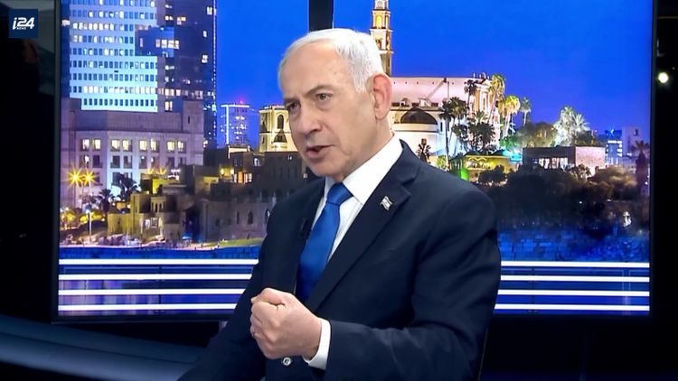 Benjamin Netanyahu at i24NEWS studios, October 20. 2026.