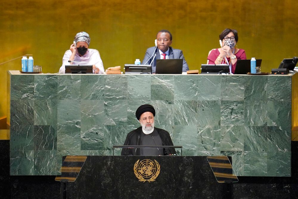 Iranian President Ebrahim Raisi addresses the 77th session of the United Nations General Assembly in New York, the United States, on September 21, 2022.