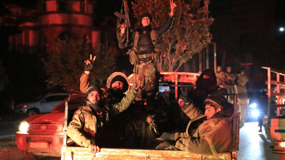 Syrian rebel forces in Homs after the disintegration of regime resistance