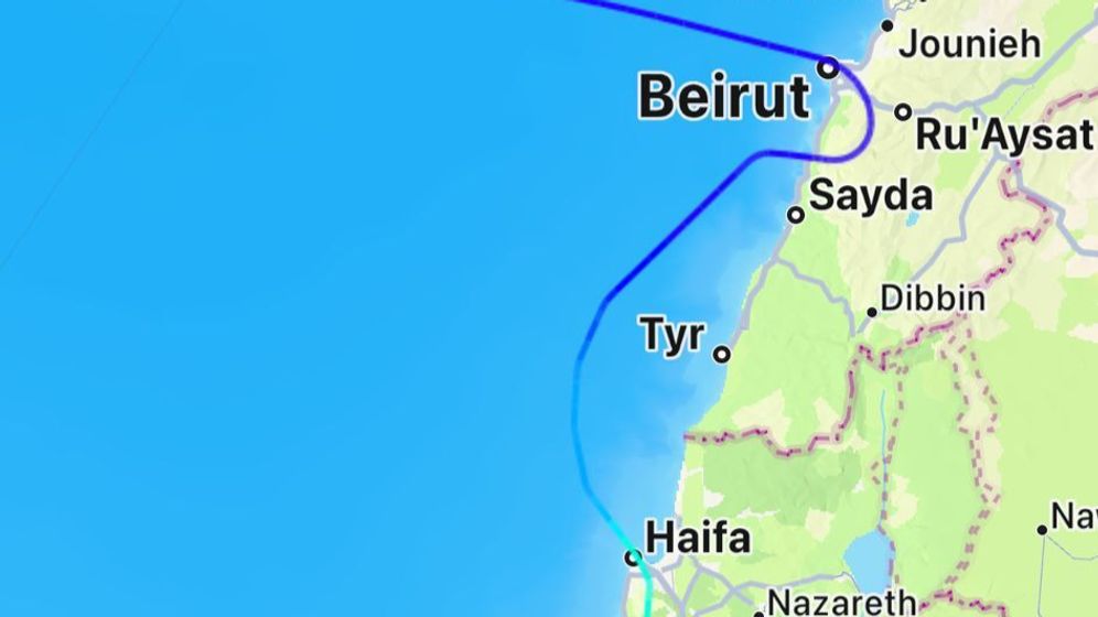 Trajectoire de l'avion de la compagnie grecque Aegean Airlines transportant des passagers israéliens qui a survolé le Liban, 10/12/2025