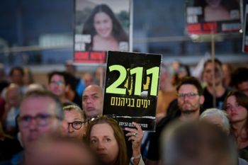 Rally in Tel Aviv calling for the release of Israelis held hostage by Hamas terrorists in Gaza, May 4, 2024.