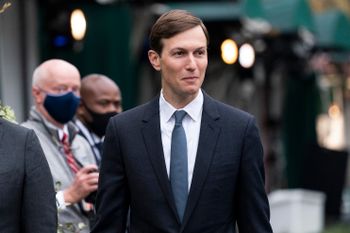 FILE - White House senior adviser Jared Kushner walks back to the West Wing after a television interview at the White House, on October 26, 2020, in Washington.