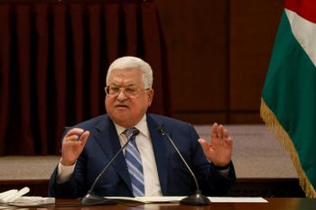Palestinian Authority President Mahmoud Abbas speaks during a meeting of the Palestinian leadership in the West Bank city of Ramallah, August 18, 2020.