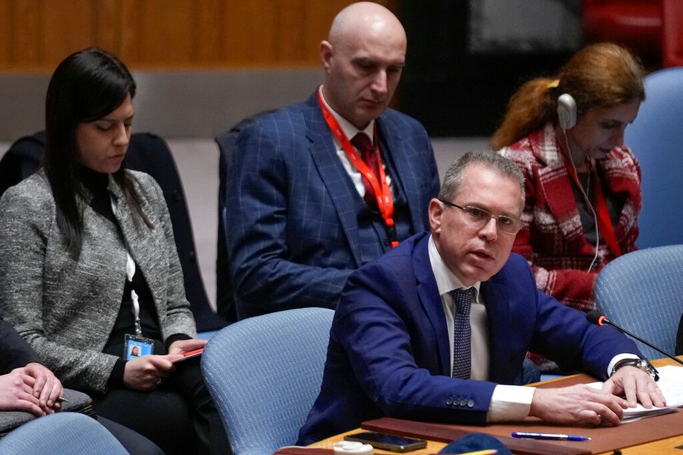 Gilad Erdan, Israeli Ambassador to the United Nations, speaks during a Security Council meeting in New York, United States.