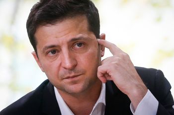 Ukrainian President Volodymyr Zelenskiy attends his long time talks with journalists in Kyiv, Ukraine, Thursday, Oct. 10, 2019