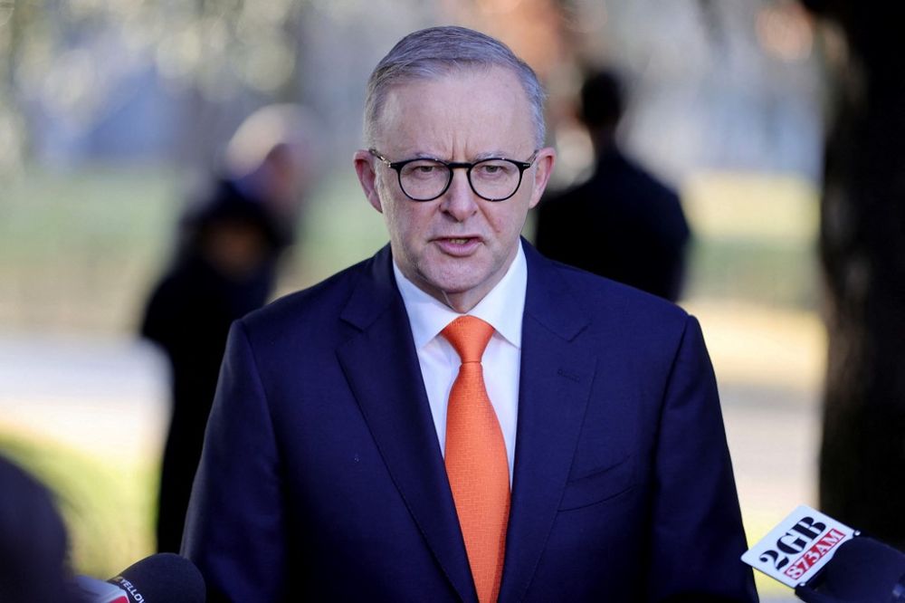 Australian Prime Minister Anthony Albanese speaks with media after a parliamentary church service in Canberra, Australia, on July 26, 2022.