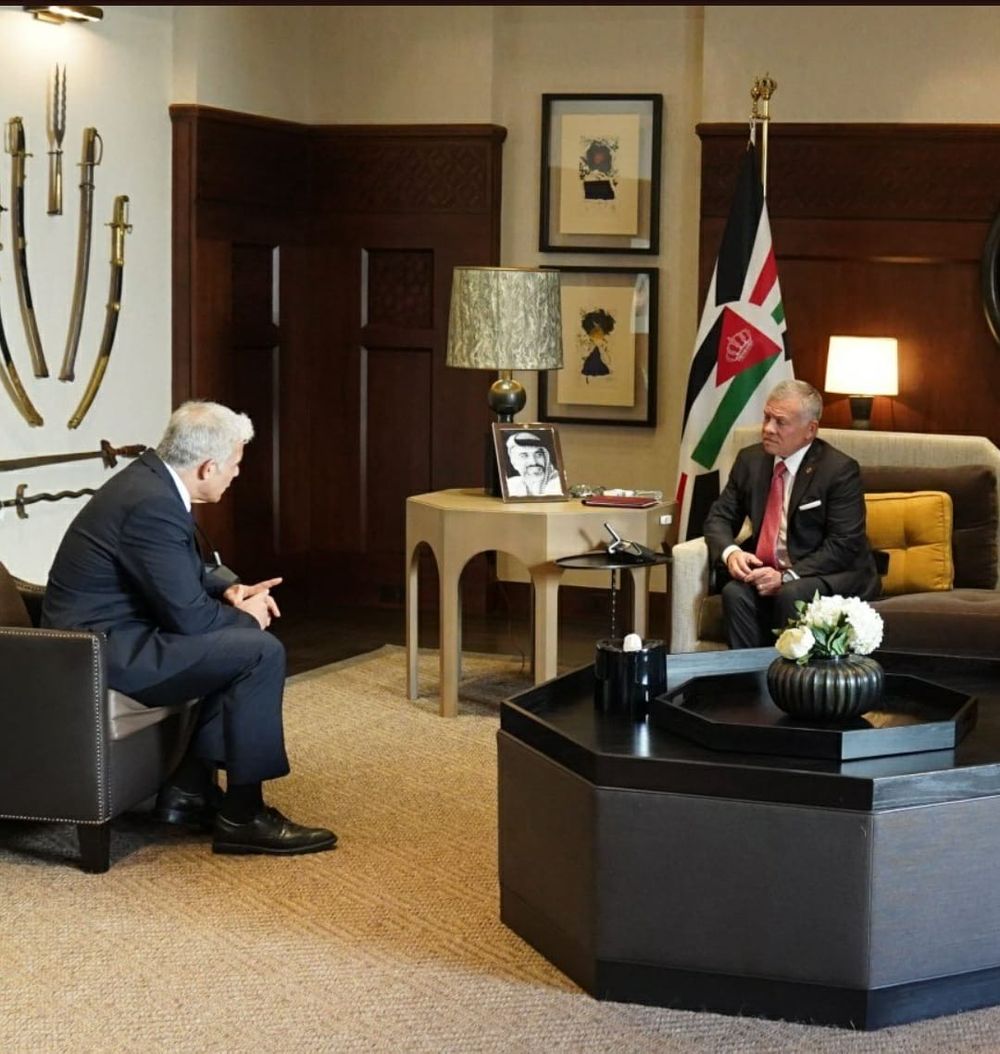 Le ministre israélien des Affaires étrangères Yaïr Lapid et le roi de Jordanie Abdallah II à Amman, le 10.03.22
