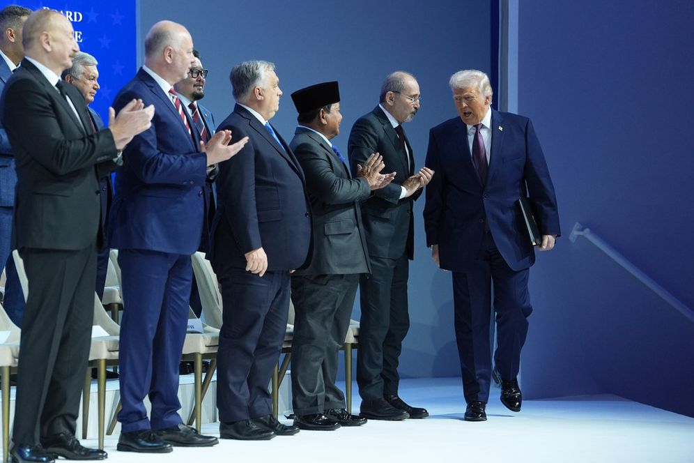 الرئيس الأمريكي دونالد ترامب خلال مراسم الإعلان عن تشكيل مجلس السلام في غزة، 22 يناير 2026