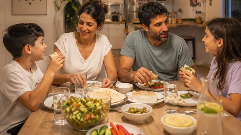 נוצר באמצעות בינה מלאכותית ארוחת ערב משפחתית